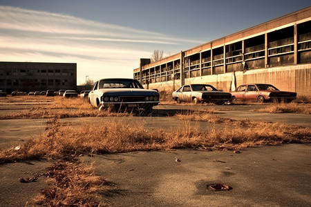 废弃的停车场背景图片