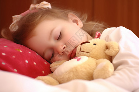 黄头发小女孩小婴儿安静的睡觉背景