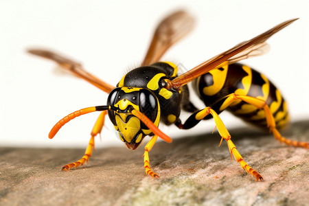 危险的昆虫锋利的黄蜂特写设计图片