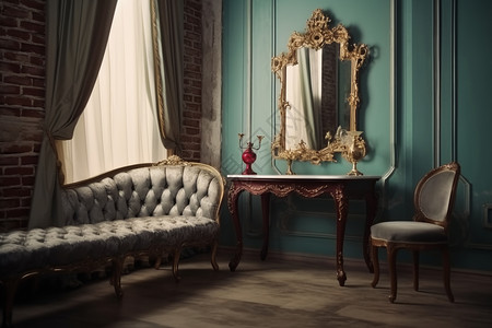 贵族风格的室内家具高清图片