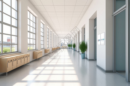 医院学校干净整洁的学校走廊背景