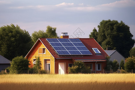 太阳能屋顶上的房子图片