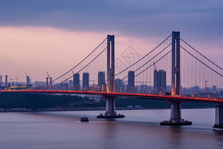 江面上建造的桥梁高清图片