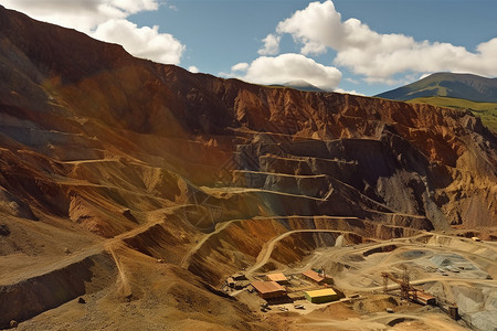 山脉中的大型露天矿高清图片