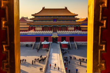 中国风故宫之旅旅行海报图片人们在故宫旅行背景