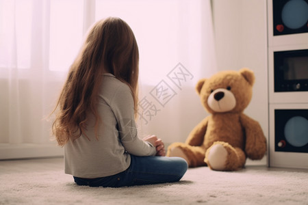 儿童自闭症一个在家孤单的女孩子背景