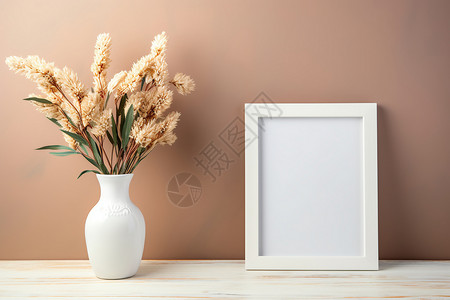 家中的花瓶和相框高清图片
