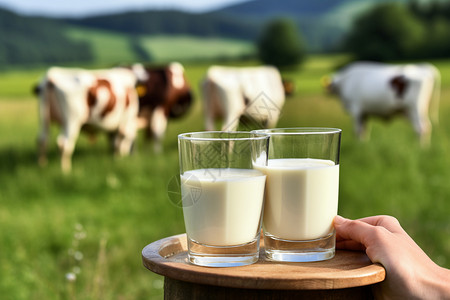 奶牛场新鲜的牛奶高清图片