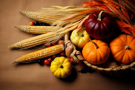 庆祝收割的感恩节食物高清图片