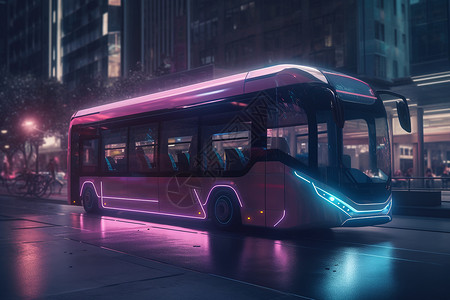 未来派中的电动公交车图片
