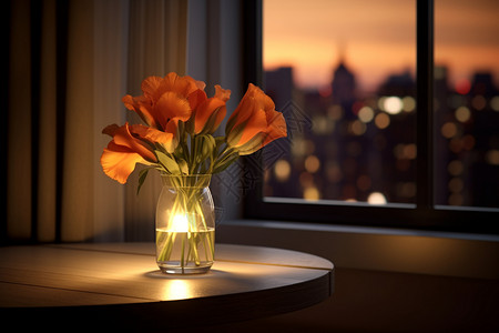 暖色调的花瓶背景图片