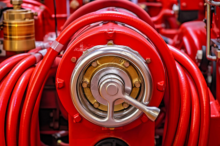 红色软管消防设备背景图片
