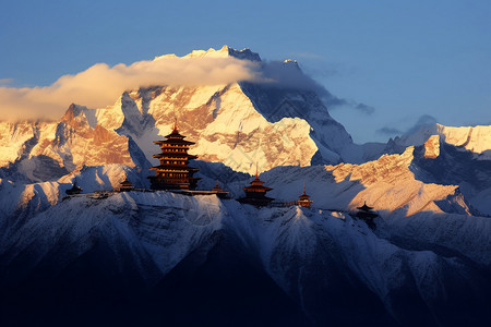 格尔登寺日照下的寺庙背景