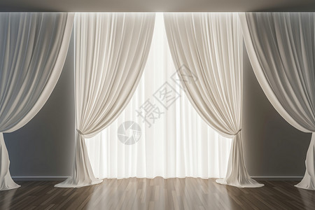 建筑内的半遮光窗帘背景图片