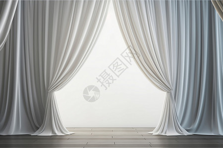 室内半透明的窗帘背景图片