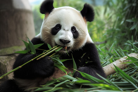 进食的熊猫背景图片