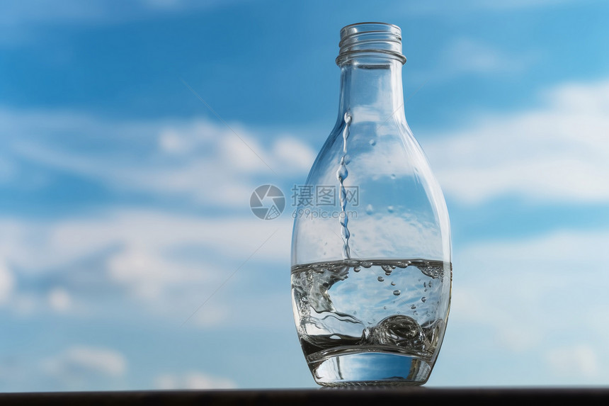 玻璃瓶中导入的水图片