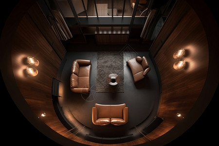 棕色座椅室内家居的电影院设计图片