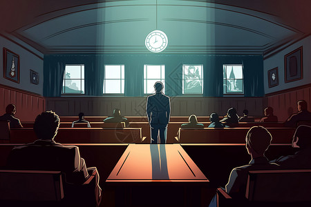 法庭审判参加模拟审判法院的插图插画