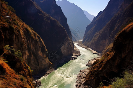 美丽的虎跳峡风景区高清图片