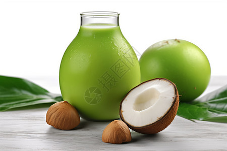 新鲜的椰子饮品背景图片