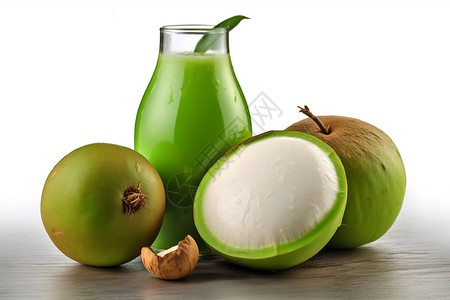 新鲜的夏季椰子饮品背景图片