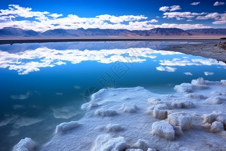 盐湖天空倒影图片
