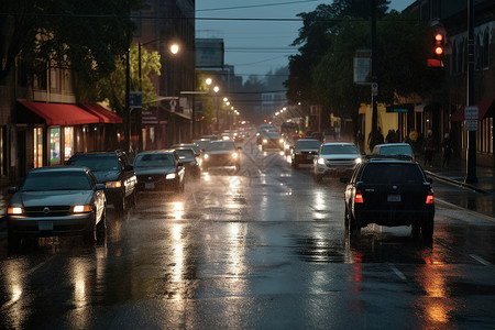 雨天后街道香道房屋高清图片