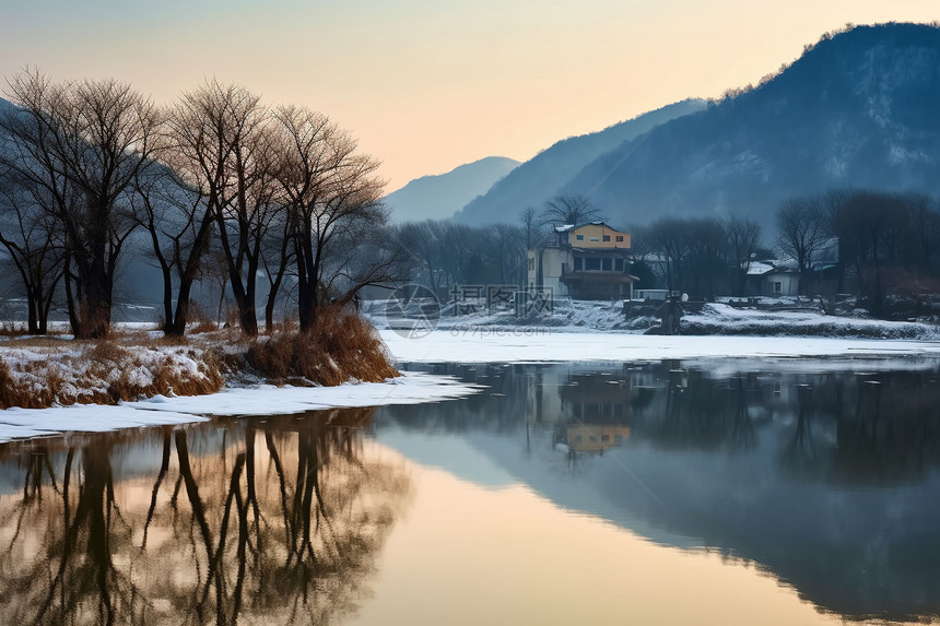 乡村冬季风景图片