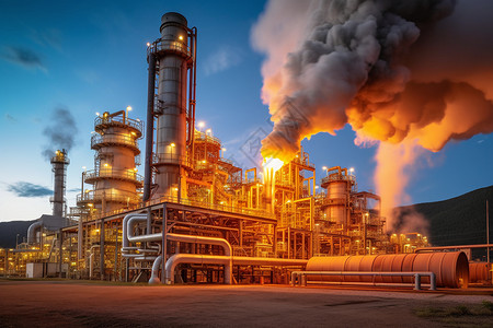 工业炼油厂的排放管道背景图片
