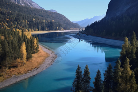 新疆卧龙湾景色如画的仙女湖背景