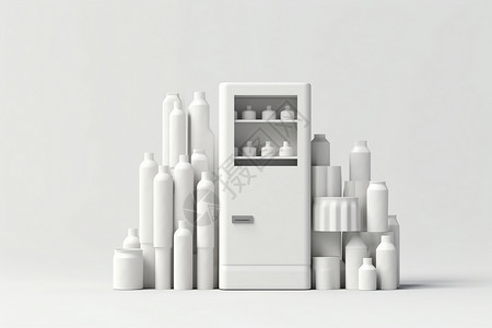 很多商品自动售货机白色模型设计图片