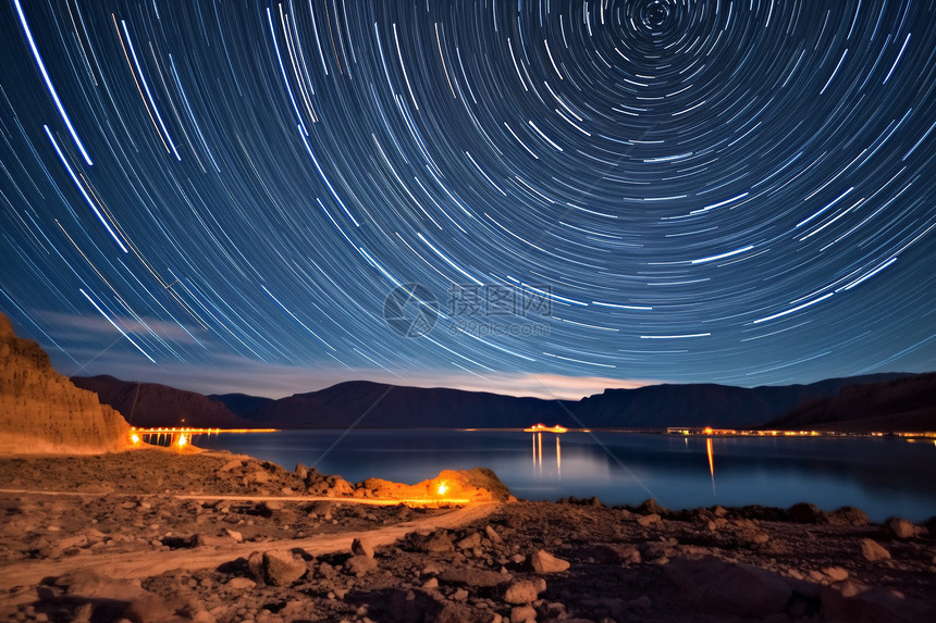 夜晚美丽的星径风景图片