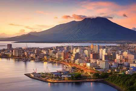 日本海洋日本著名的鹿儿岛背景