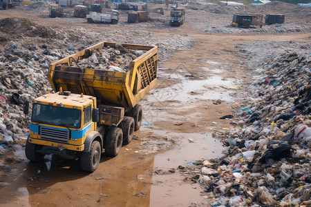 生态塑料正在搬运垃圾的车辆背景
