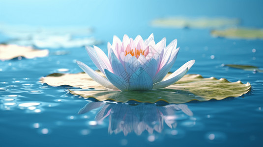 一朵蓝色莲花一朵莲花荡漾在水上插画