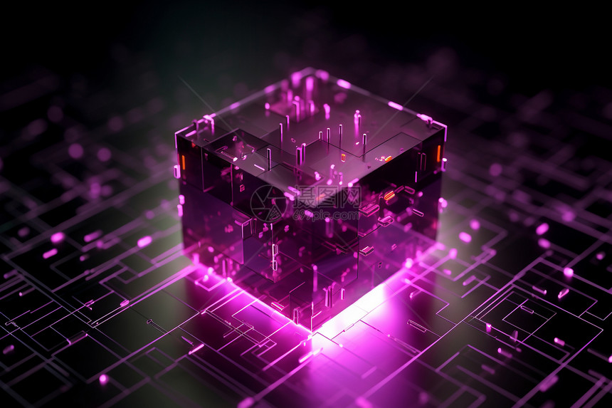 紫色水晶立方体图片