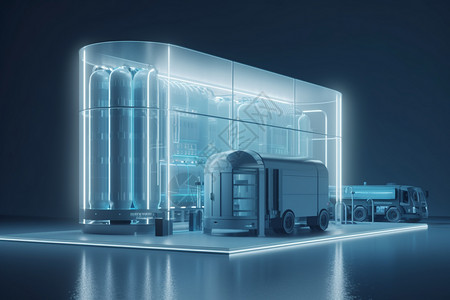 蓝色素描素材蓝色科技素描风格燃料补充仓库背景