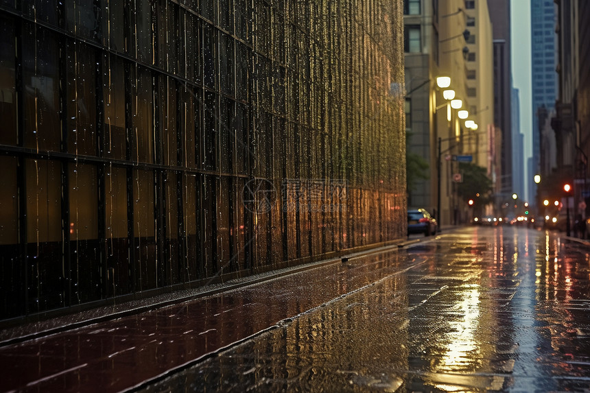 下雨中的城市街道图片
