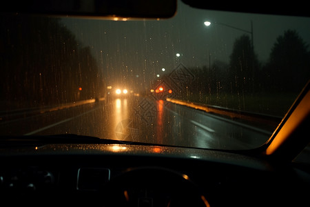 雨天驾驶的汽车图片