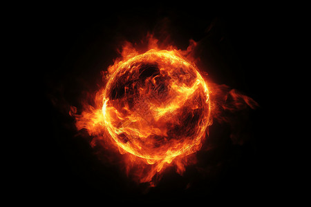 圆形火球上的火焰背景图片