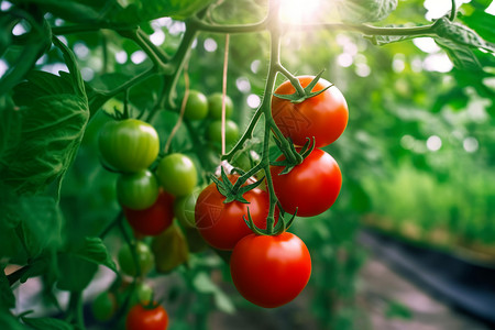 菜园中成熟的番茄果实图片