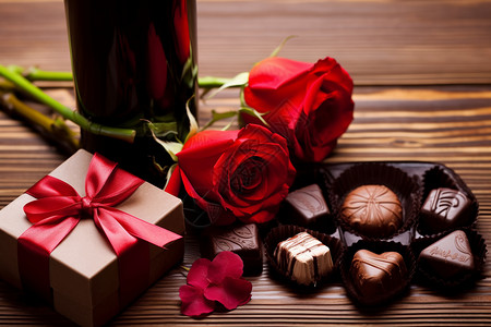 巧克力和红玫瑰图片