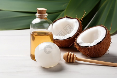 美容院的椰子油背景图片