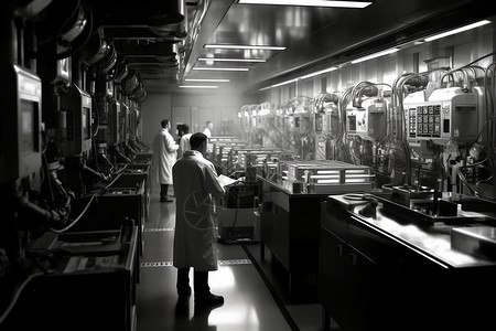 一张核研究实验室的黑白照片背景图片