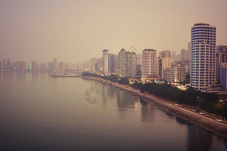天津滨海夜景滨海城市的美景设计图片