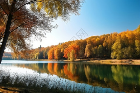 秋天的树林背景图片