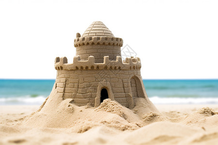孩子建造的沙滩城堡图片