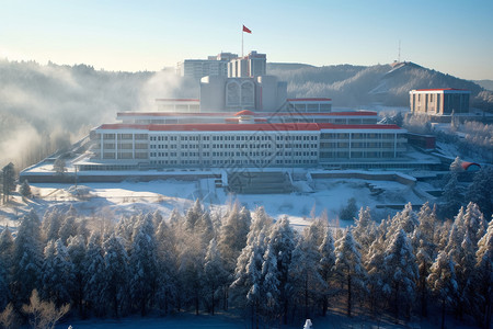 雪后的校园背景图片