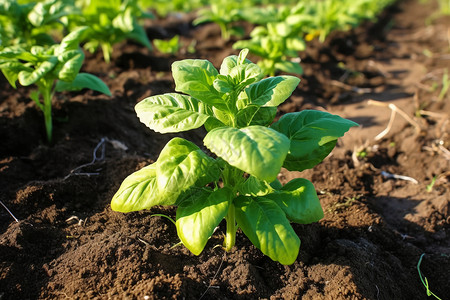 土壤中种植的蔬菜高清图片